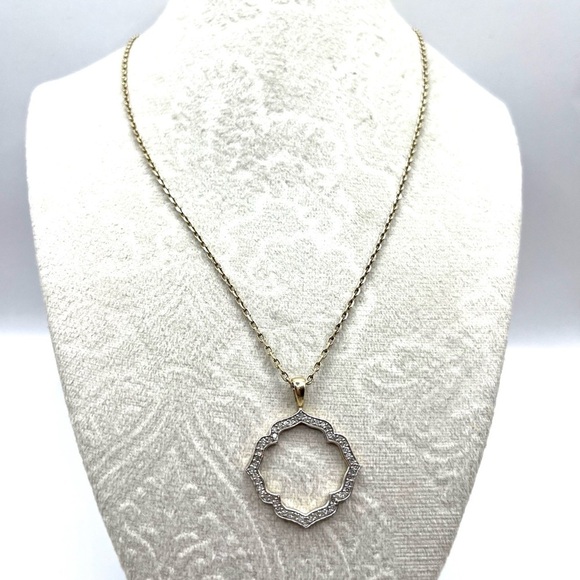 Ornate Open Necklace With Diamonds By Heng Ngai Gold over 925 SS Necklace - Picture 5 of 13